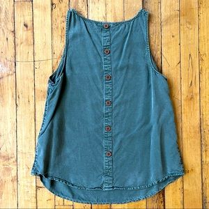 Universal Thread Sleeveless Denim-Like Top - Green - Size Small